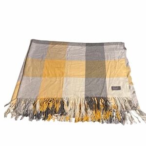 Plaid Yellow and Gray Scarf